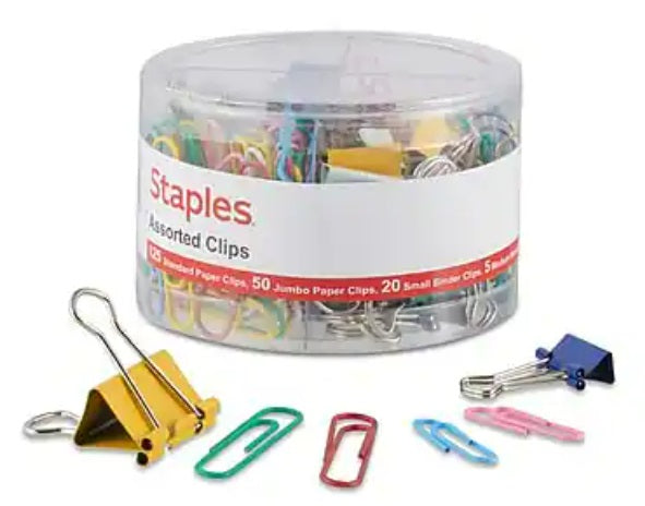 Staples - Essentials Value Pack, 200 Clips - Assorted
