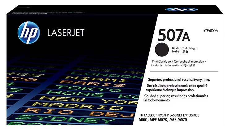 HP 507A Black Standard Yield Toner Cartridge, Prints Up to 5,500 Pages (CE400A)