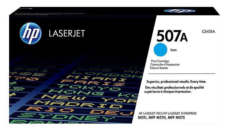 HP 507A Cyan Standard Yield Toner Cartridge, Prints Up to 6,000 Pages (CE401A)