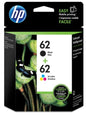 HP 62 (N9H64FN), Original Standard Yield Ink Cartridges, Black/Tri-color, 2 Cartridges/Pack